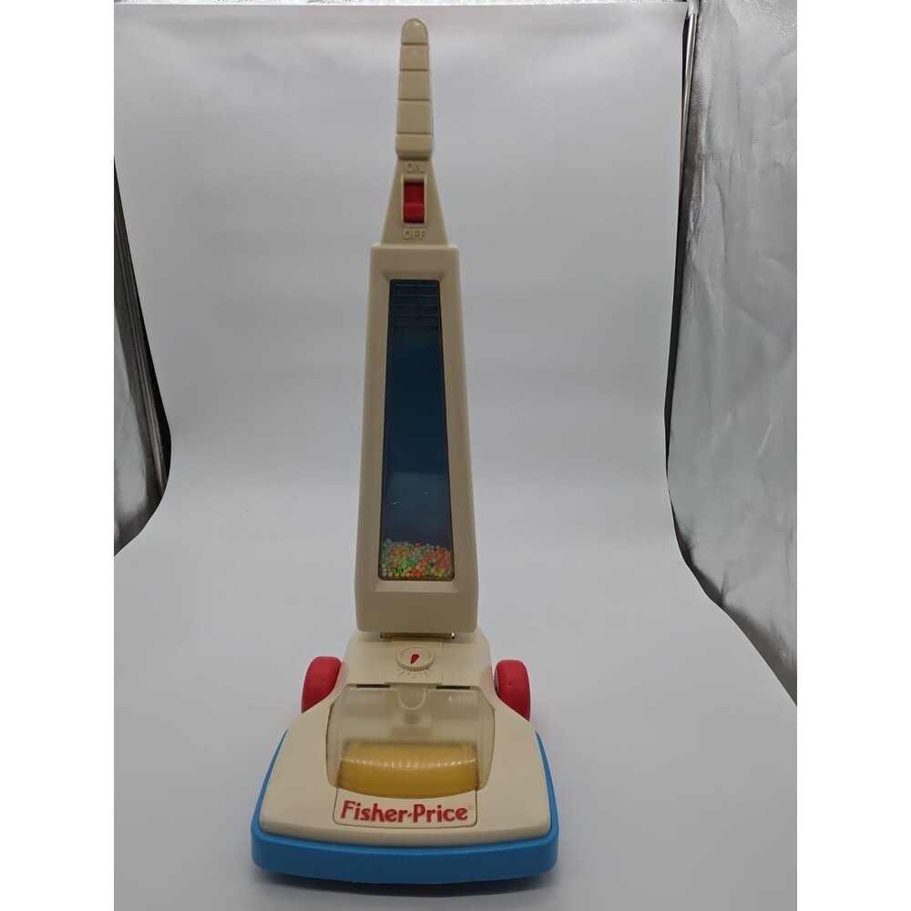 1986 Fisher Price Magic Vacuum Cleaner Toddler Push Toy Light Beads Work